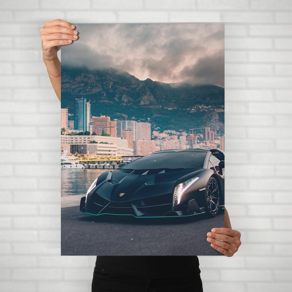 Плакат на стену для интерьера Спорткар (Lamborghini Aventador 8) - Постер по спортивным гоночным машинам автомобилям формата А1 (60x84 см)