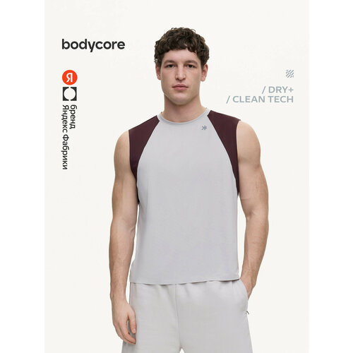 фото Майка спортивная bodycore из быстросохнущей ткани с антибактериальной пропиткой, размер l, светло-серый