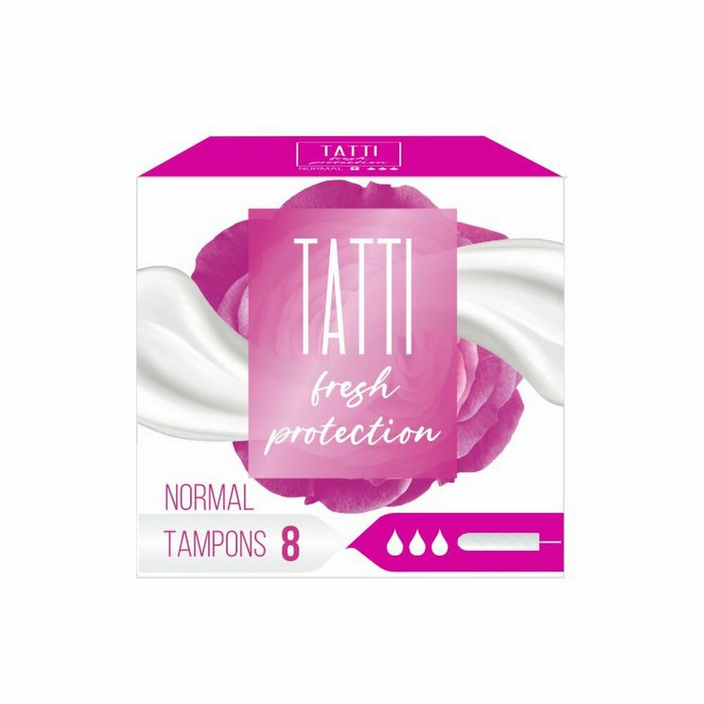 Тампоны Tatti, без аппликатора, normal 3 капли, 8шт
