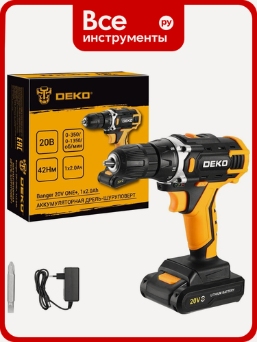 Изображение товара Аккумуляторная дрель-шуруповерт DEKO Banger 20V ONE+, 1x2.0Ач 083-1116