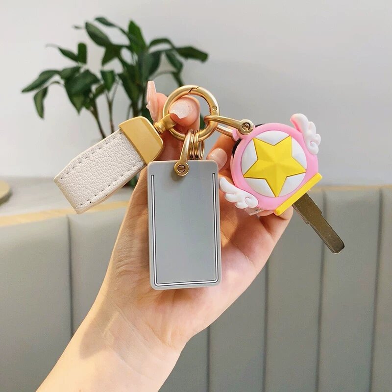Женская серая NFC-накладка для ключа с белой лентой и милым дизайном девочки