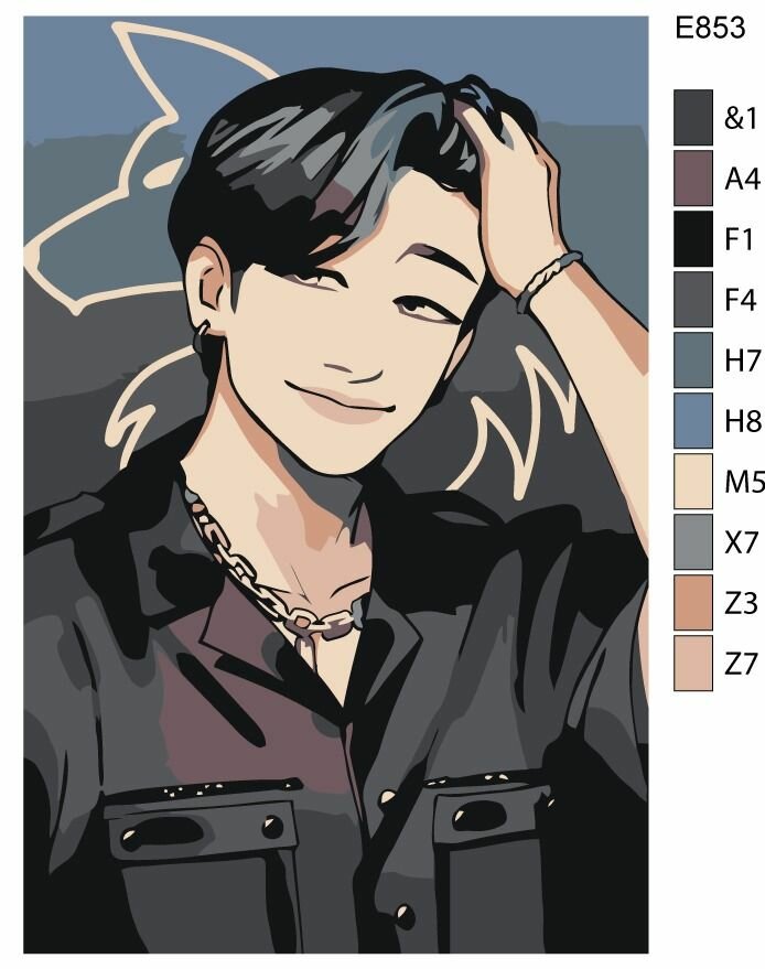 Детская Картина по номерам E853 "Участник K-pop группы Stray Kids (Стрей Кидс) Арт" 20x30