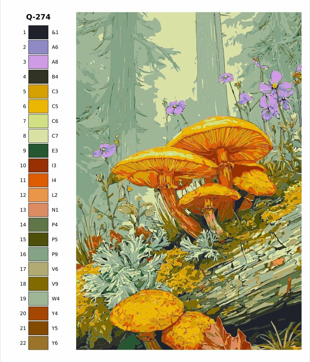 Картина по номерам Q274 "Опята" 40x60