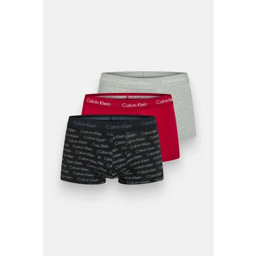 фото Трусы calvin klein low rise trunk classic fit, комплект из 3 шт., размер l, черный, серый, красный