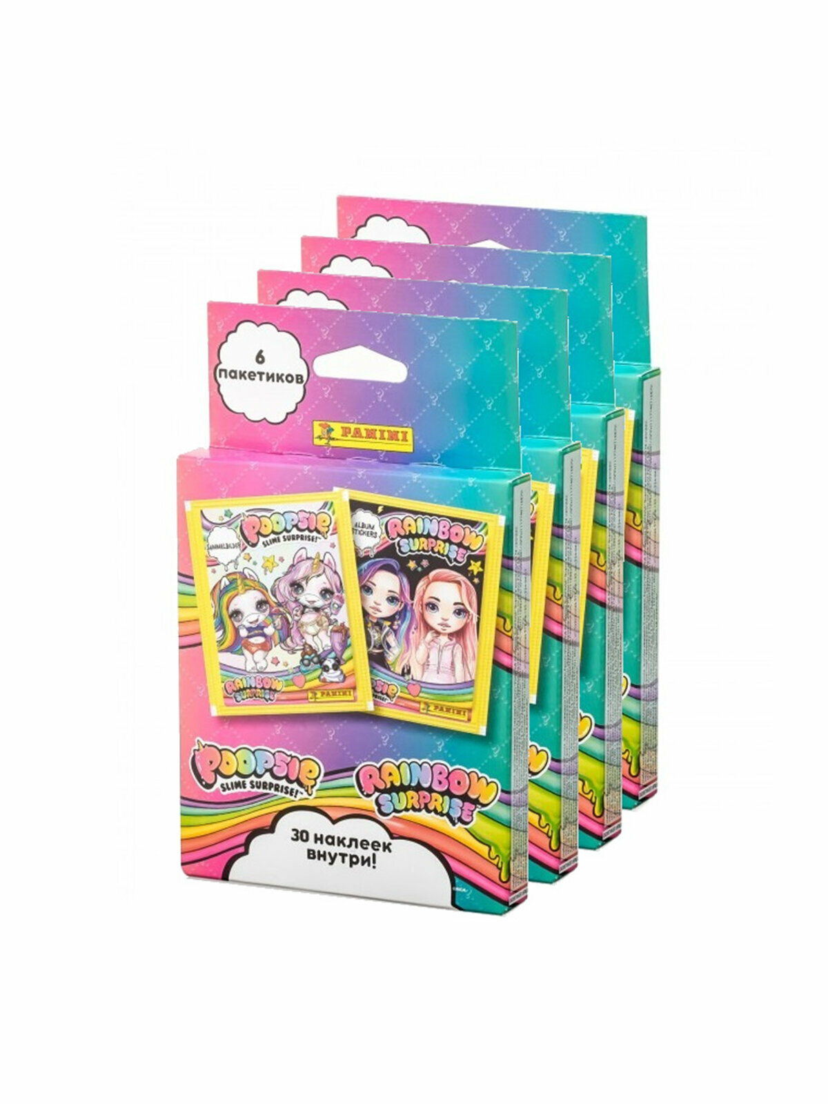 Наклейки для коллекционирования Panini Poopsie Rainbow Surprise, 4 блистера - 120 наклеек
