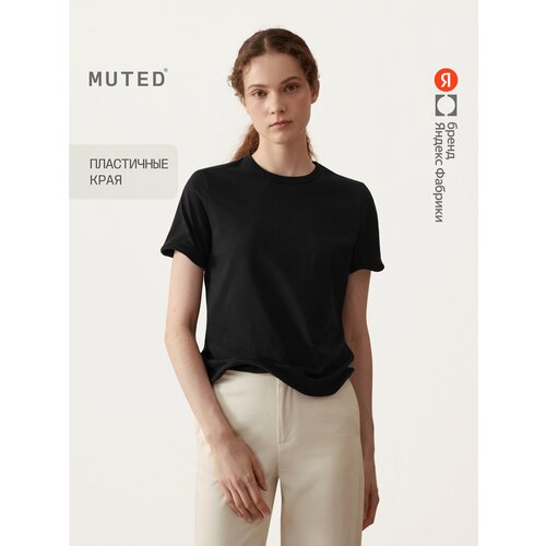 фото Футболка muted regular из хлопка с вставками из проволоки, размер s, черный