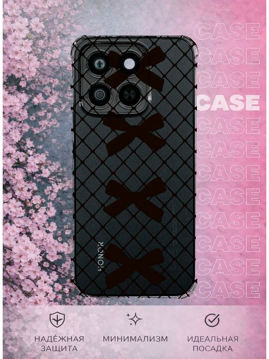 Чехол на Honor X8C с принтом Готика сетка бантики