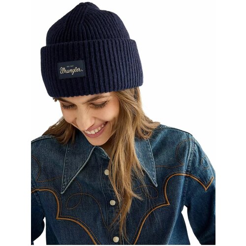 фото Шапка wrangler ribbed wool beanie для женщин, размер os, синий