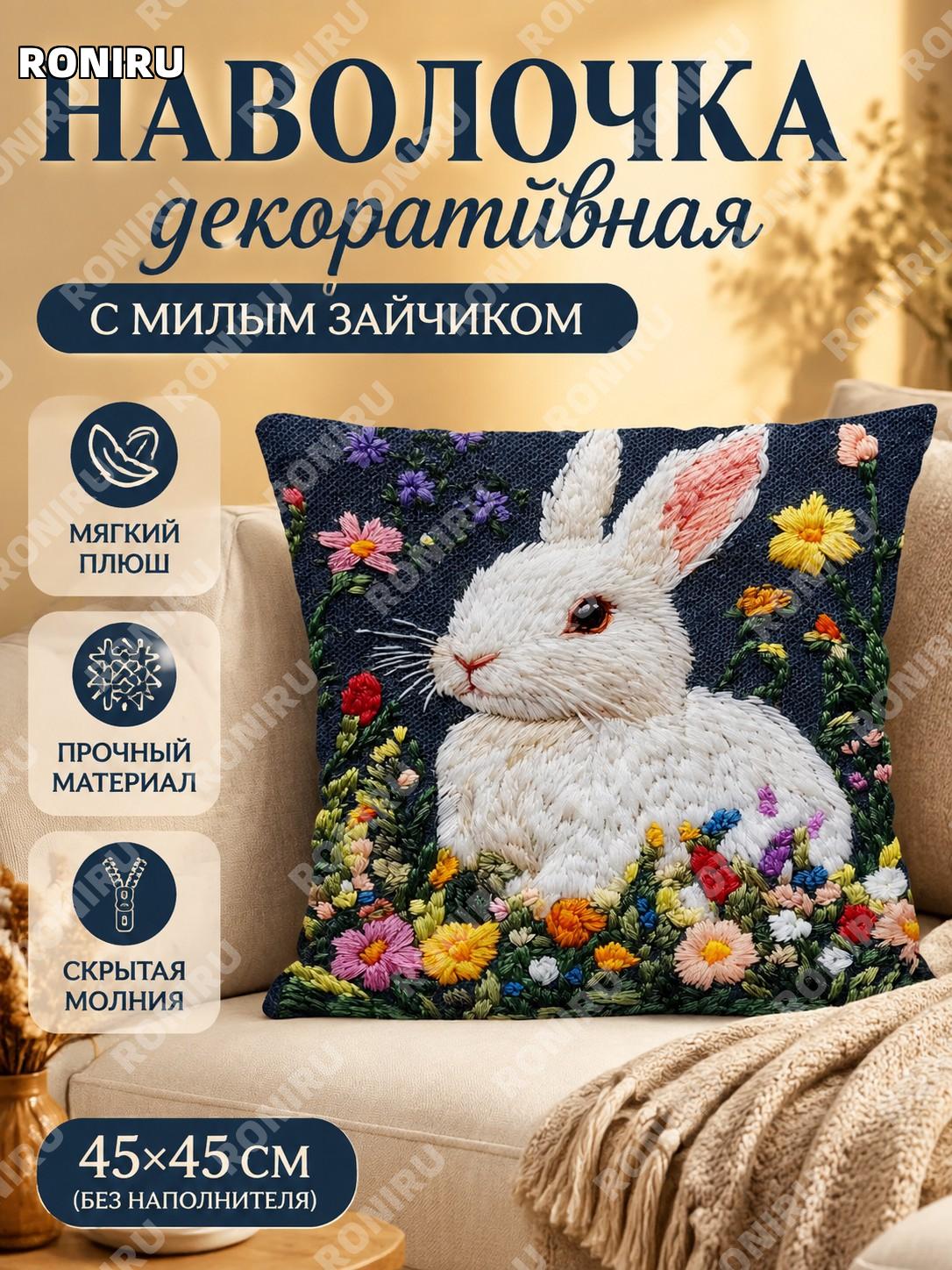 Чехол на декоративную подушку JIAX140-8 45×45 см без вкладыша, плюшевый чехол для дивана с вышивкой для дома уют