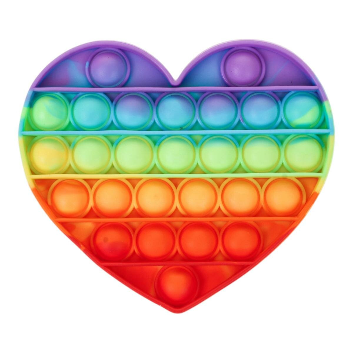 Игрушка-антистресс "Поп-ит" в форме сердца, радужный принт, вечная пупырка для развития моторики