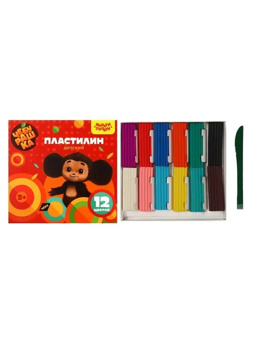 Пластилин «Мульти-Пульти. Чебурашка», 12 цветов 180г. Стек