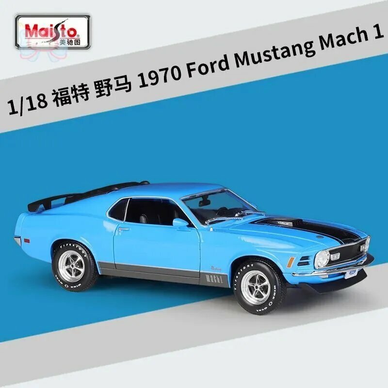 Игрушечная модель Ford Mustang Mach 1 1970 масштаб 1:18 из ABS синяя