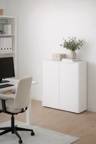 Изображение товара Шкаф узкий Надежда Д-137 белый (121х80х22)