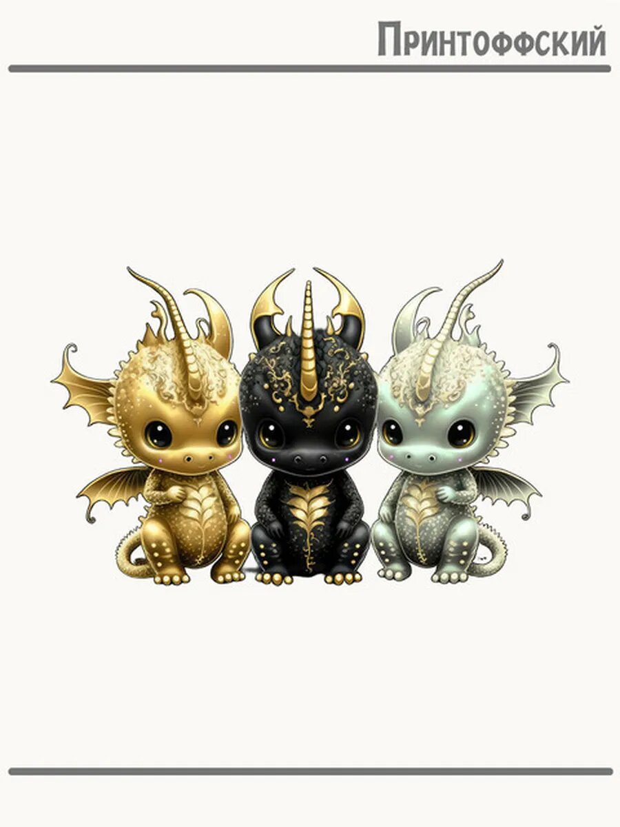 Термонаклейка для одежды и аксессуаров DTF-печать Dragon Драконы Красивые