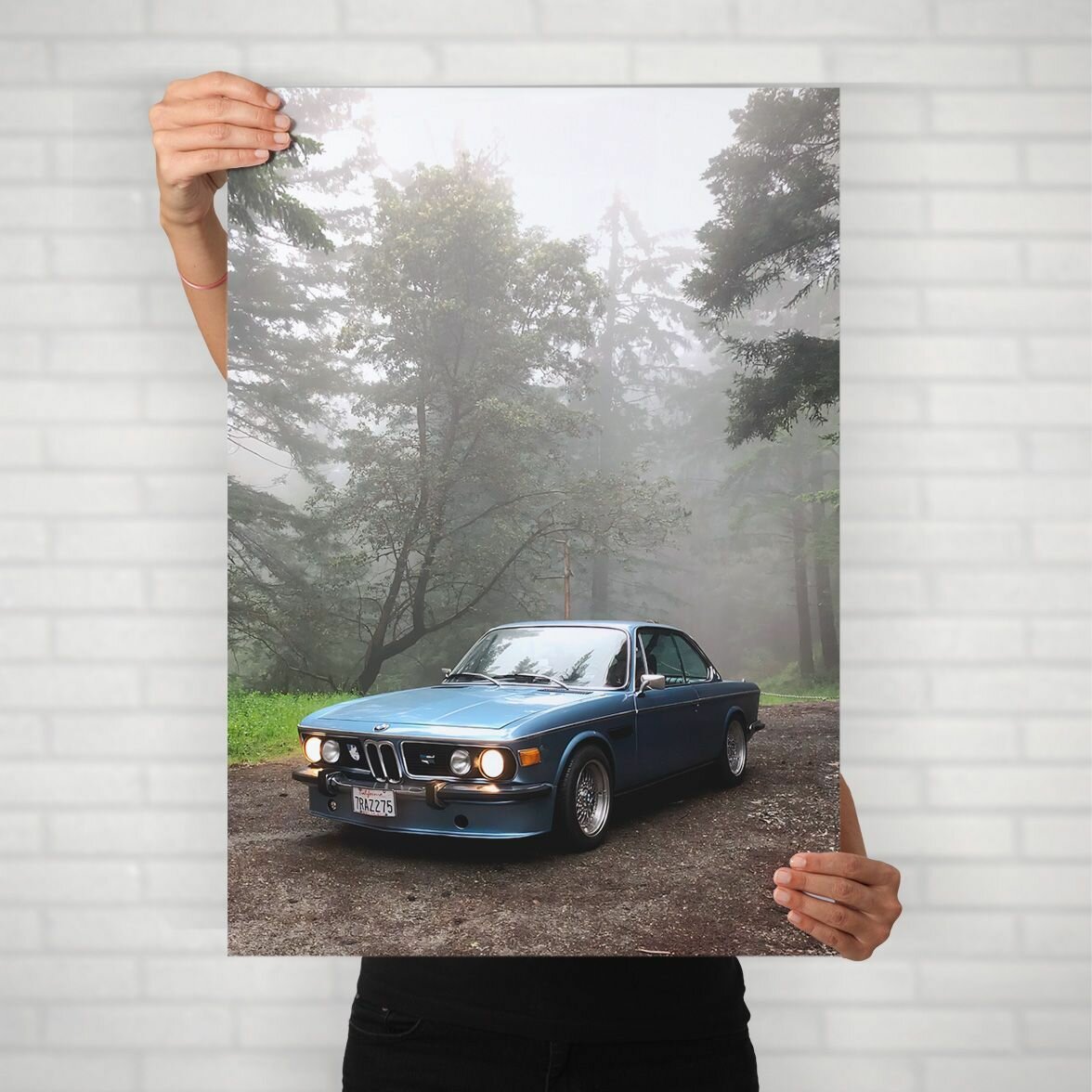Плакат на стену для интерьера Культовые машины (BMW 3 0 CSL 2) - Постер по легендарным и классическим ретро автомобилям формата А2 (42x60 см)