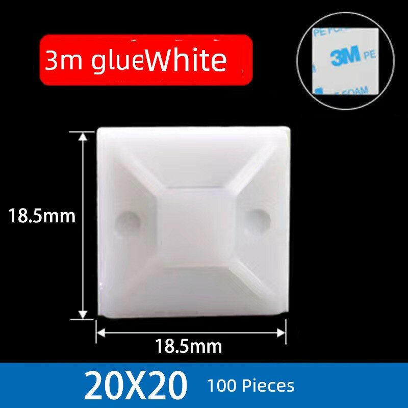 3M клейкие кабельные клипсы 20x20 мм для организации кабелей 100 штук без кабельных стяжек