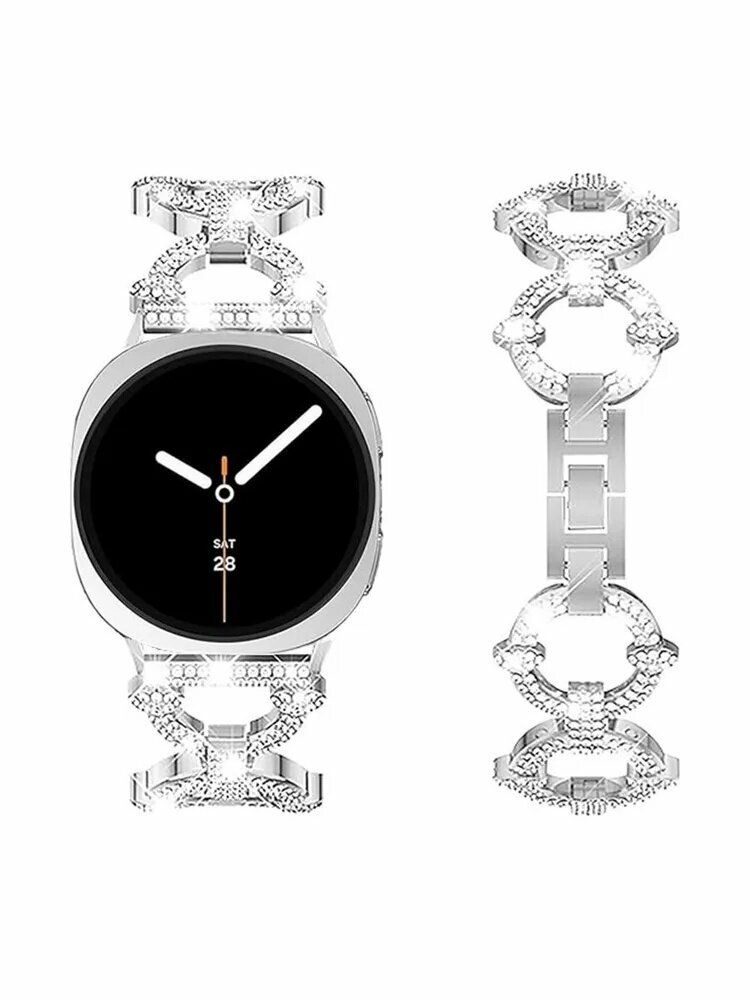 Ювелирный ремешок для часов Samsung Galaxy Watch 8 44мм /8 classic 46мм с металлическим ремешком с блестками