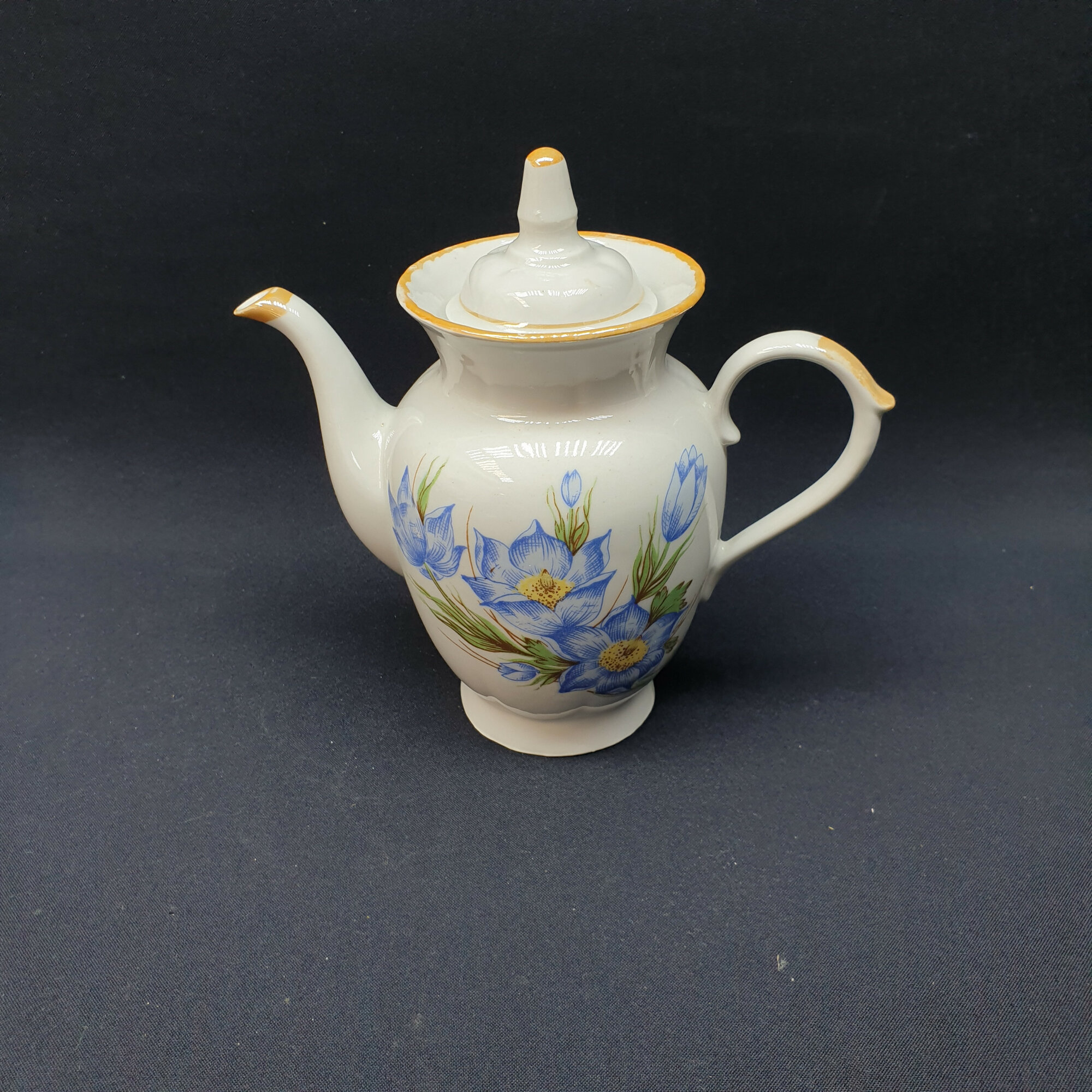 Чайник винтажный, СССР. Фарфоровый заварочный чайник с крышкой, цветочный рисунок
