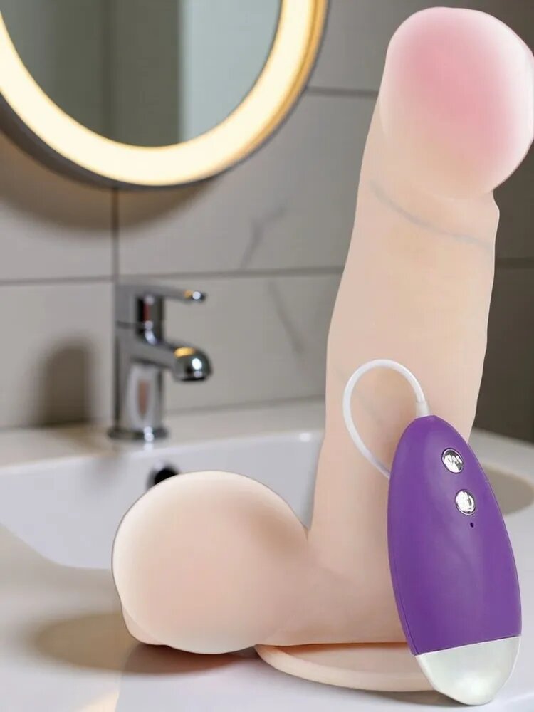 Вибромассажёр неоскин с выносным блоком BEST COCK 6", телесный, 19 см