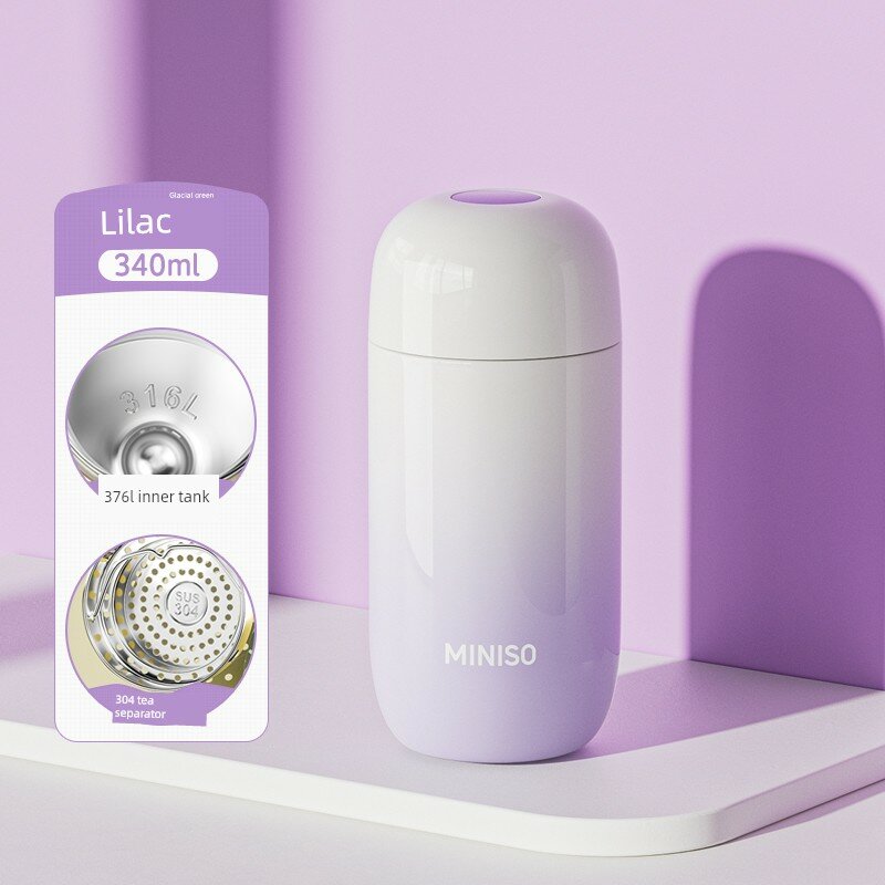 Термос Miniso из нержавеющей стали 316L, стильная женская и мужская бутылка для воды, новинка 2026 года, компактная