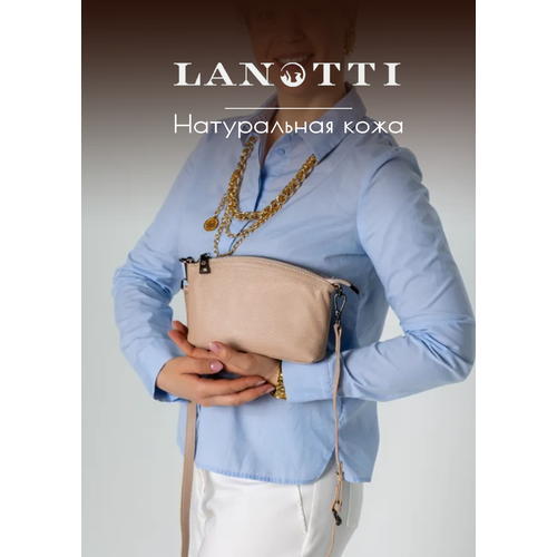 Сумка клатч LANOTTI, фактура зернистая, серебряный