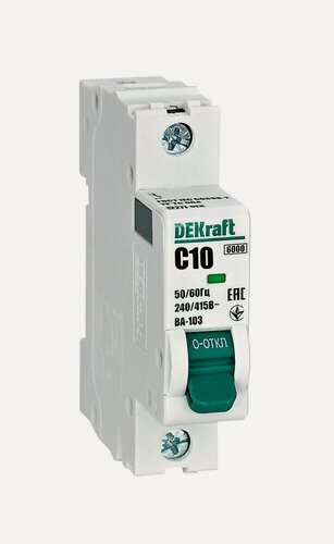 Изображение товара Автоматический выключатель 1П 10А DEKraft