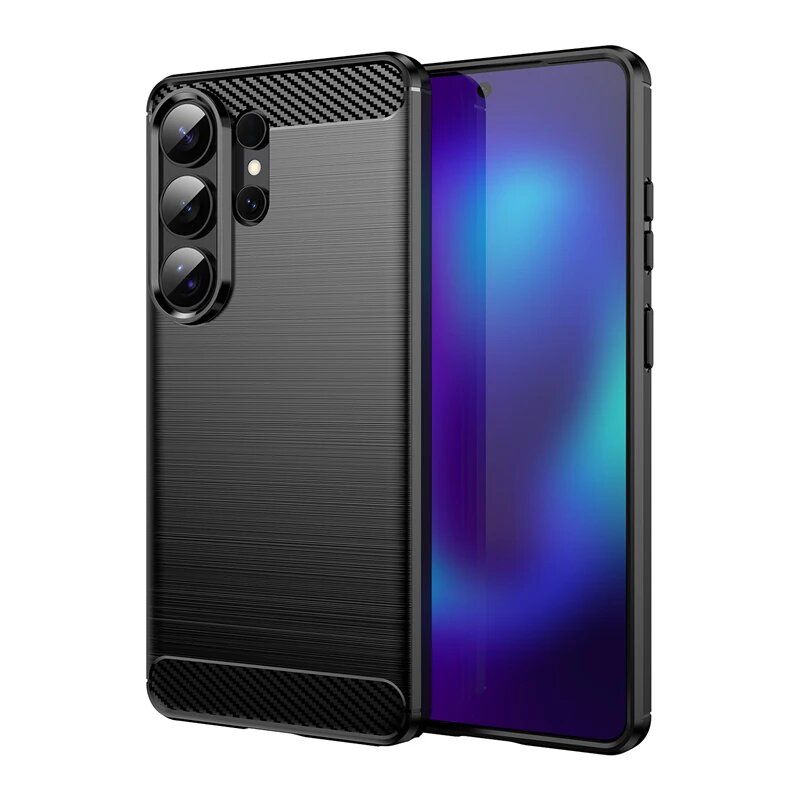 Чехол Samsung Galaxy S26 Ultra черный, карбоновый, противоударный