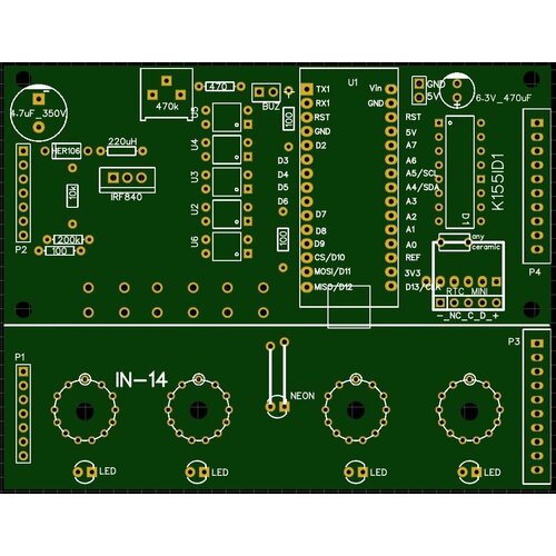 фото Плата для часов на гри ин-14 и arduino nano. автор alex gyver