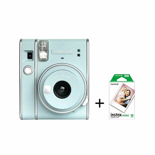 фото Fujifilm instax mini 40 голубой(tiffany), содержит 10 листов фотобумаги, фотоаппарат моментальной печати fujifilm