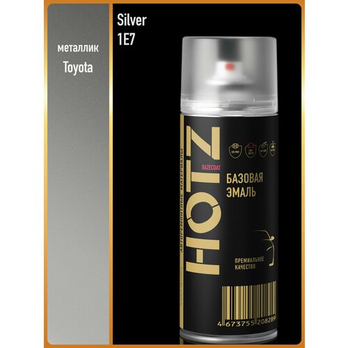фото Аэрозольная краска 1k "toyota silver 1e7" металлик 520 мл, hotz, базовая автомобильная ремонтная эмаль