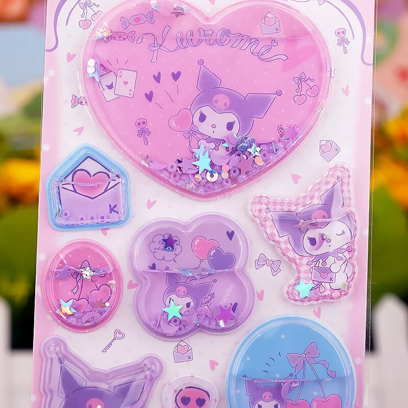 Водные 3D-стикеры Sanrio Кумамон, отдельный лист, мультяшный кристаллический эффект для детей