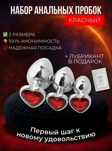 Изображение товара Набор анальных пробок 3 шт + лубрикант в подарок