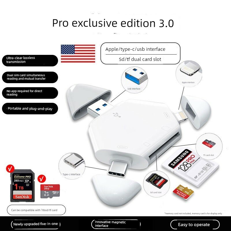 USB 3.0 Pro-версия карт-ридера для быстрой передачи фото - без потерь, стабильная работа, готов к использованию