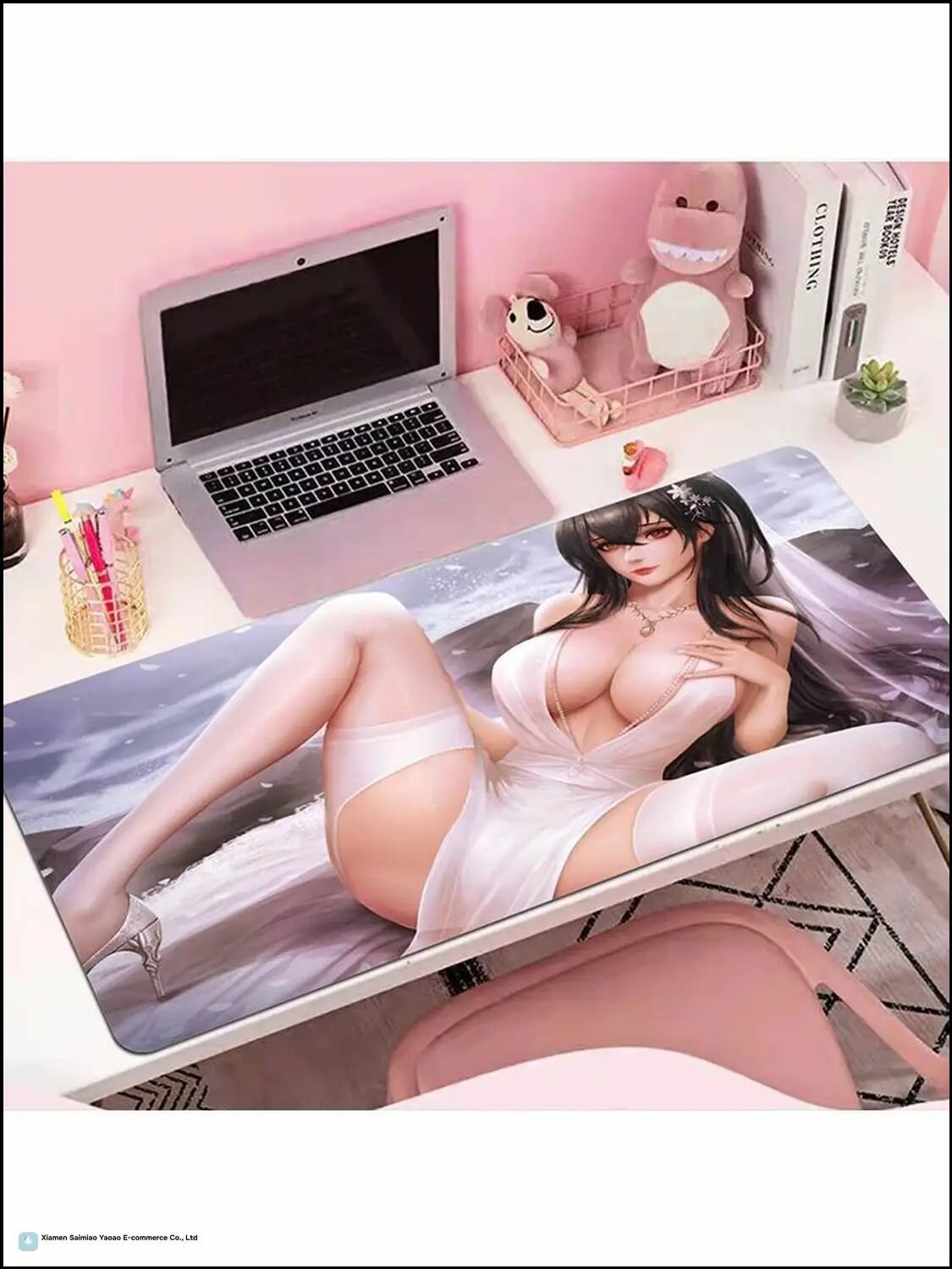 Коврик для мышки XXL белый, игровой коврик 90x40 см, резиновая основа, для офиса и дома