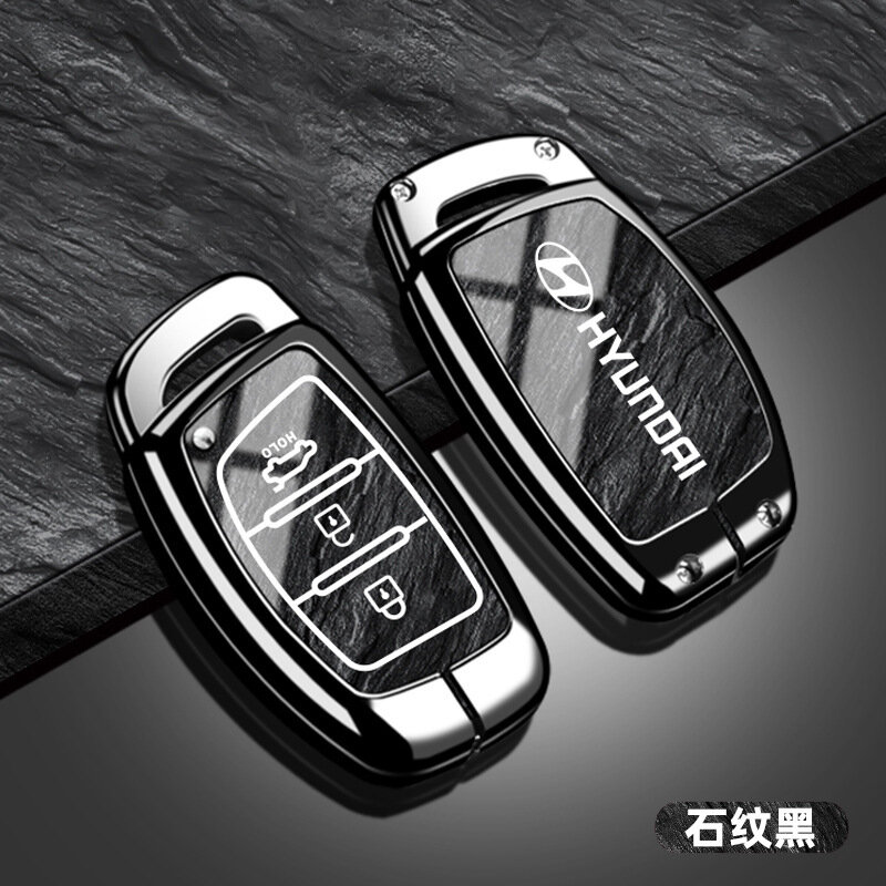 Кейс для ключа Hyundai для iX35 ix25 Elantra Tucson Sonata 9 - 3-кнопочный каменный узор черный