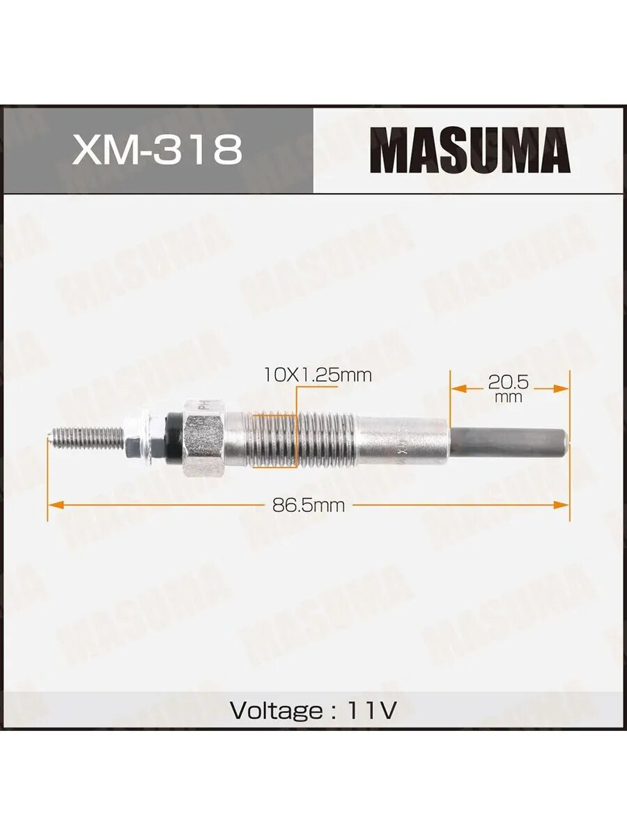 Свеча накала для а/м MITSUBISHI (4D56) Delica; Hyundai; Kia, арт. XM318