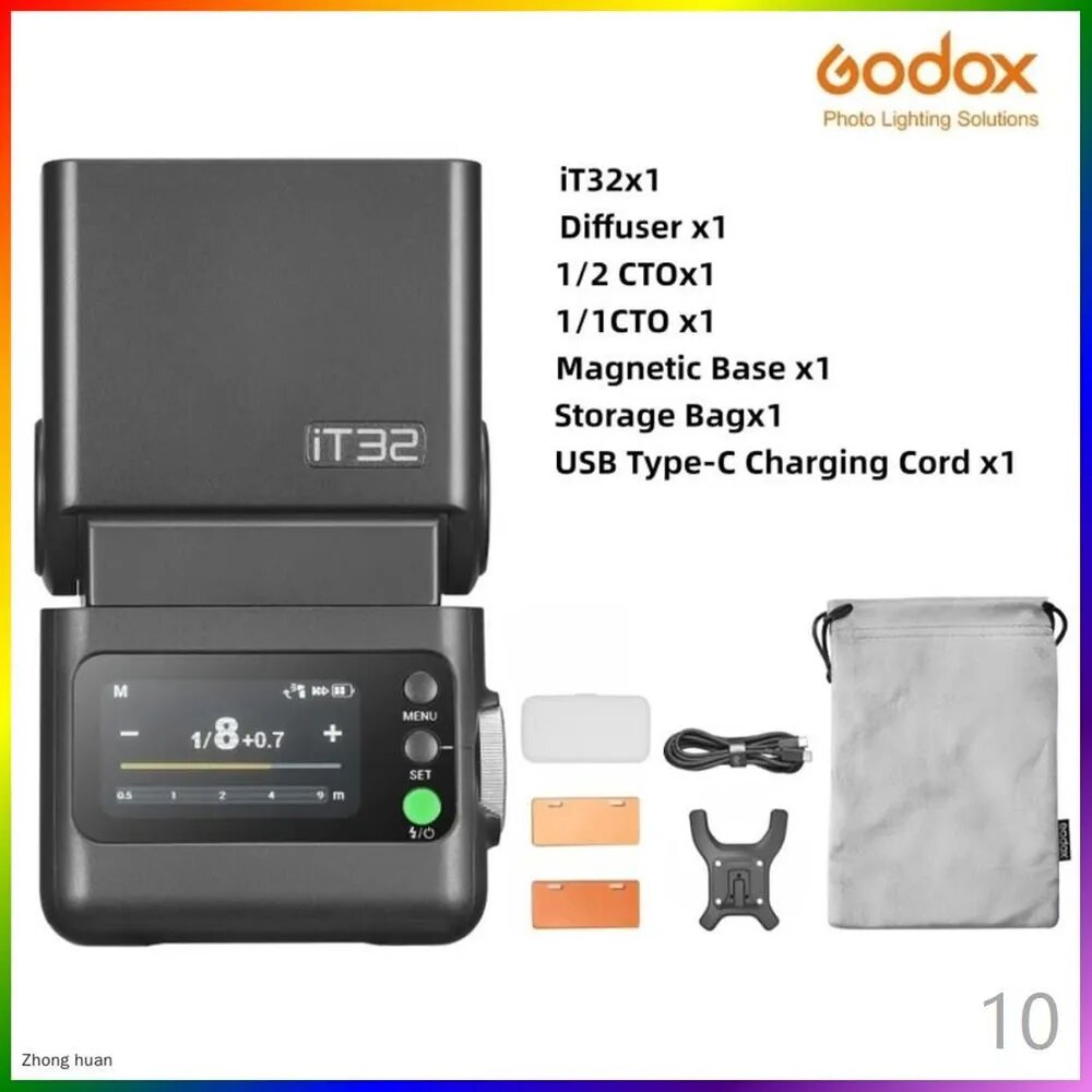 Godox iT32 Вспышка для фотокамеры с поворотным держателем, Фотовспышка Godox iT32 портативная со встроенным