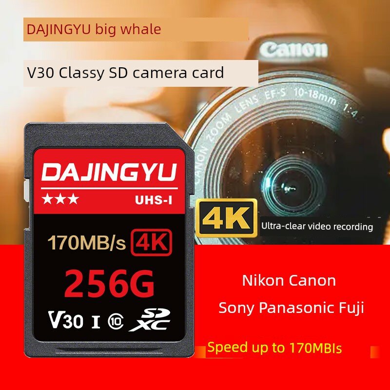 SD карта V30 256ГБ, чтение 170 МБ/с, запись 90 МБ/с для Sony ZV-E1, Canon R6 Mark II, Nikon Z6 II, видеосъемка 4K
