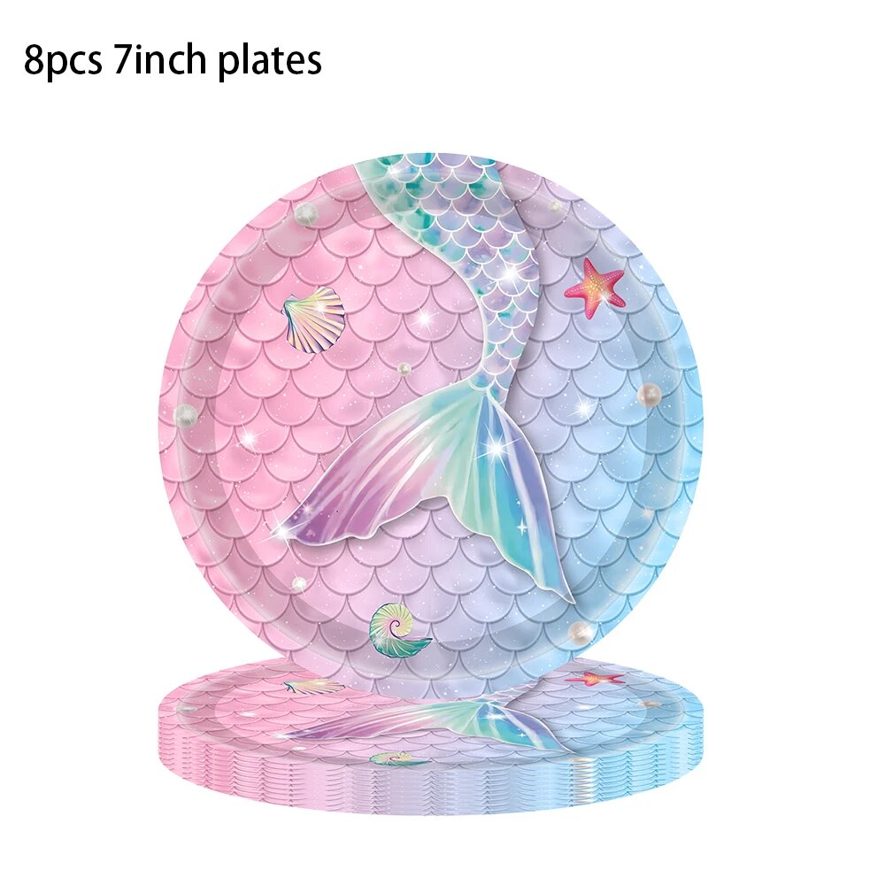 Тарелки для вечеринки русалка, 8 шт, 7 дюймов, цвет 7inch paltes