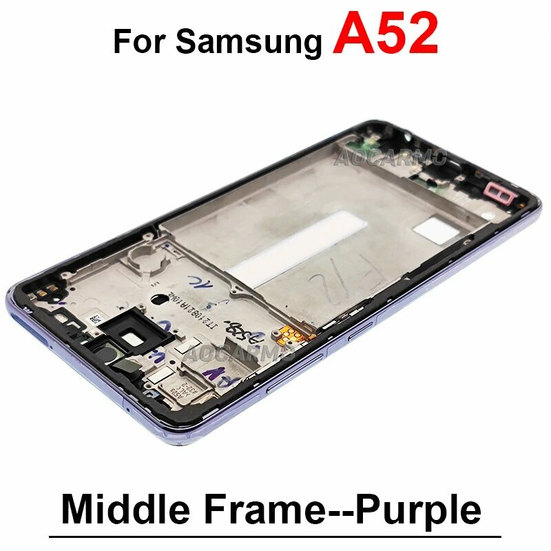 Для Samsung Galaxy A52 Черный Синий Фиолетовый Белый Средняя рамка с боковыми клавишами запасные части