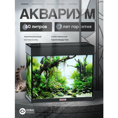 фото Аквариум 60 литров с крышкой и освещением, (57*26*49 см) аквас