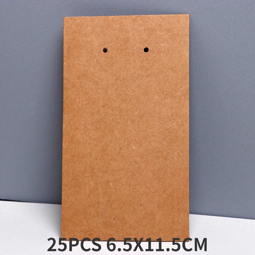 Картонные карточки для сережек, 25шт, 6.5x11.5см, коричневые