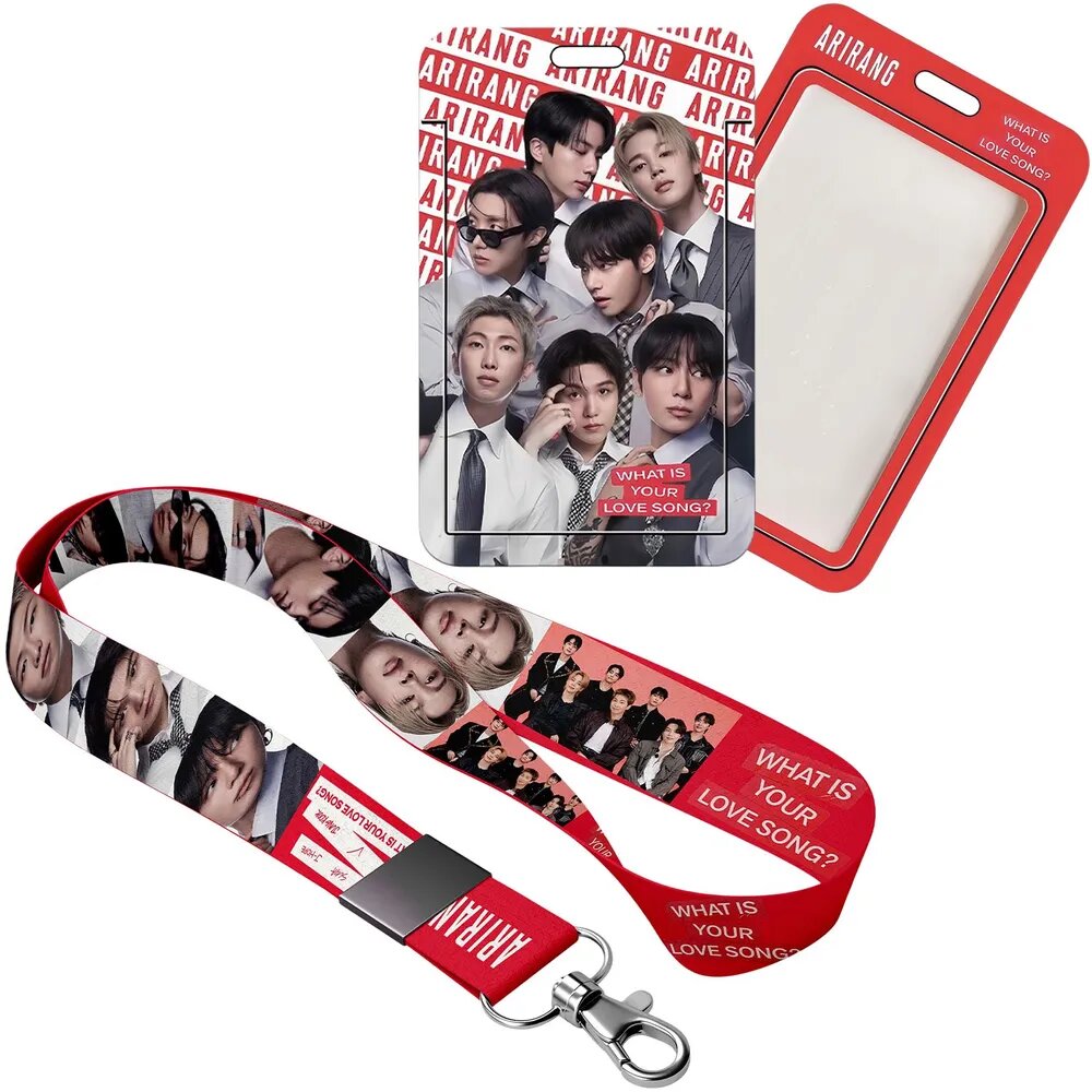 BTS Подарочный набор - ID BTS ARIRANG Фотокорточный держатель корпуса с держателем карты Lanyard