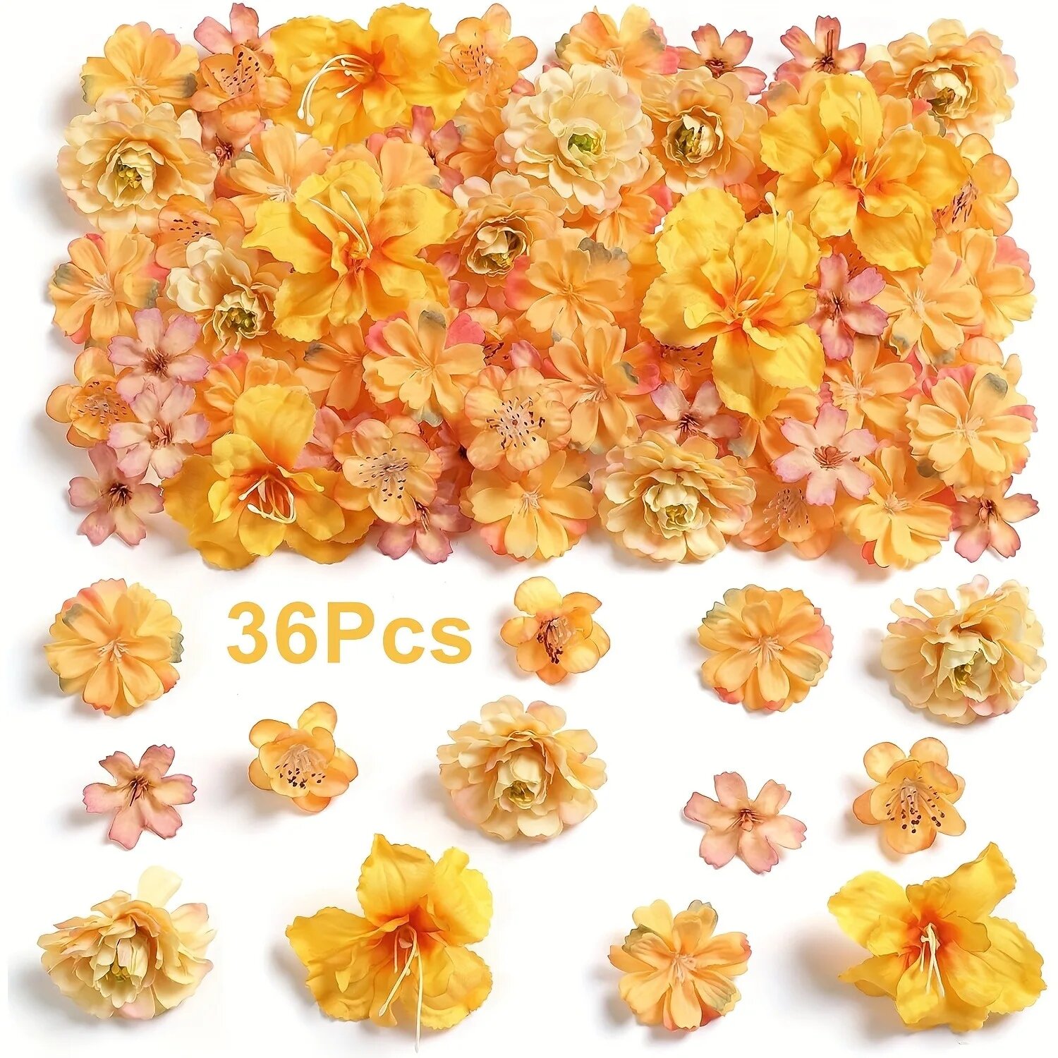 Искусственные розы из шелка, 36 шт. Оранжевый, Orange