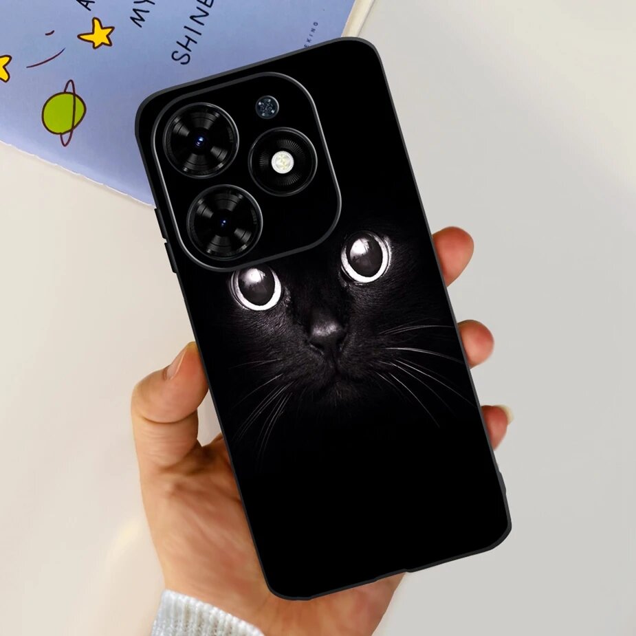 Для Tecno Spark Go 2024 чехол BG6 симпатичная окрашенная Обложка Противоударная Мягкая Черный, 217