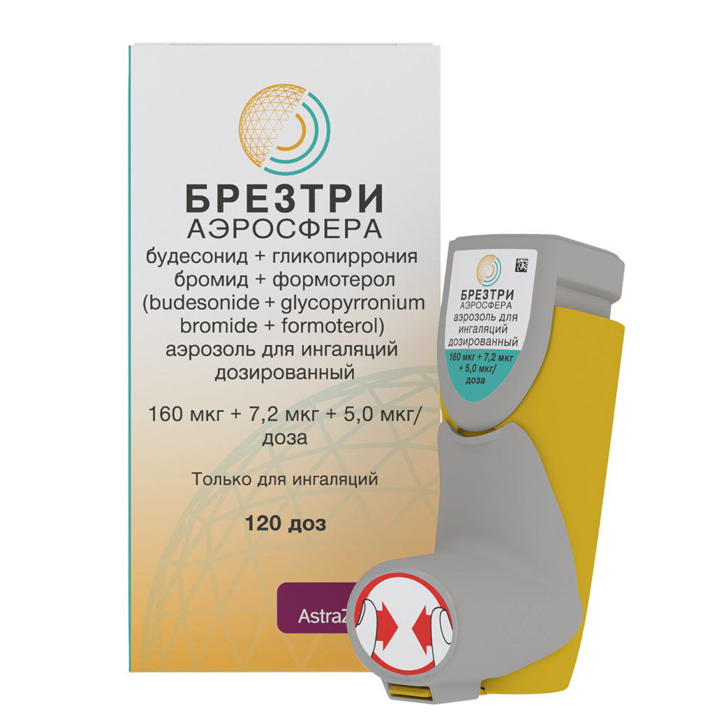 Брезтри Аэросфера аэрозоль для ингаляций дозированный 160 мкг+7,2 мкг+5 мкг/доза 120 доз