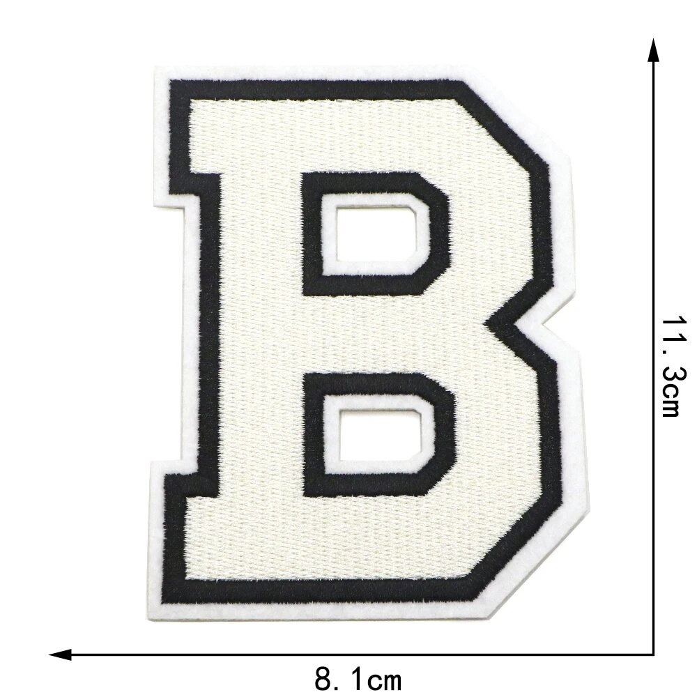 Патч вышитый буква B, 8.1x11.3 см, бежевый