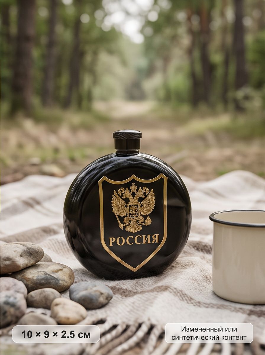 Фляжка "Гордость России" 9х2,5х10, металл черный