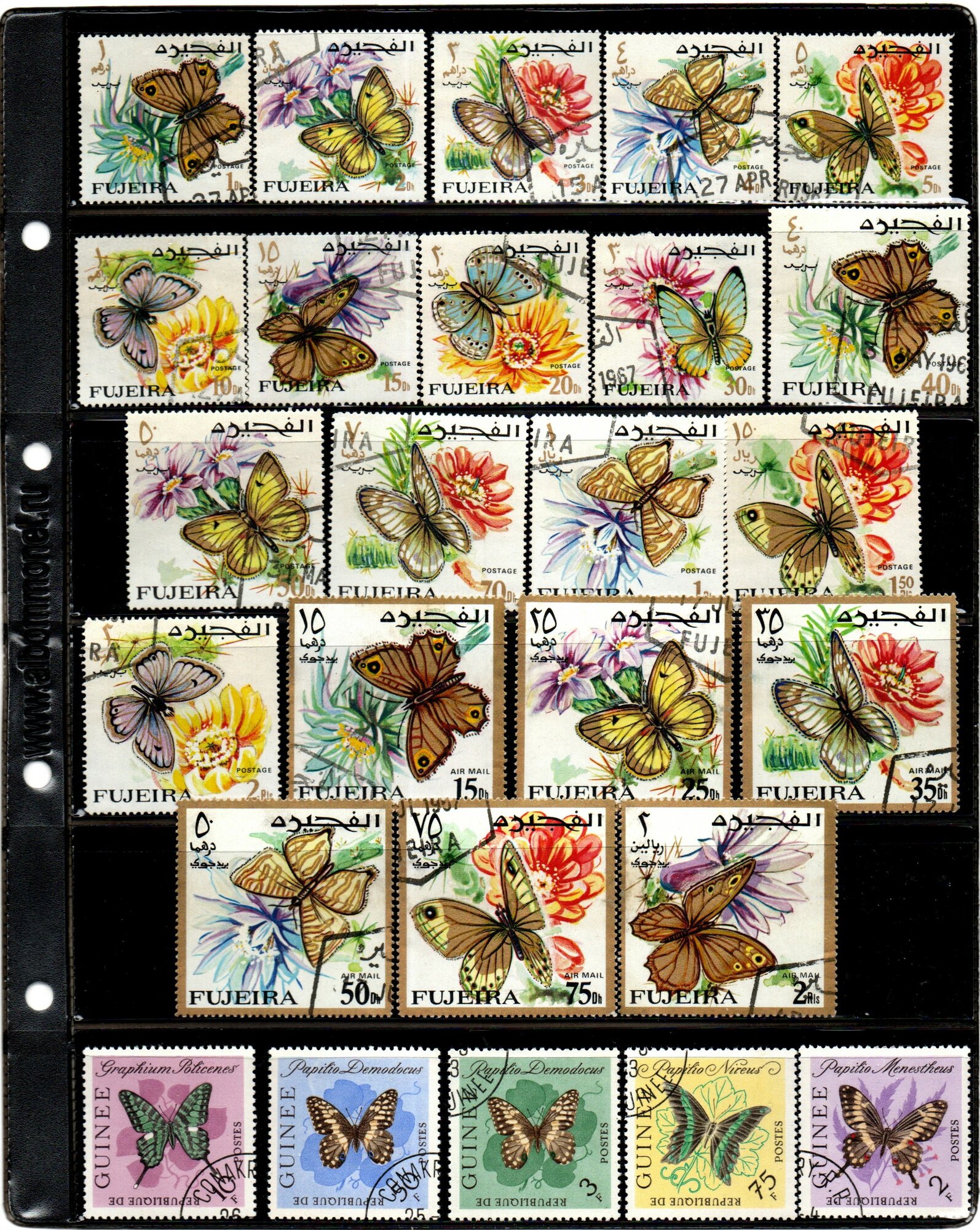 Почтовые марки 26 штук - 2 серии - Бабочки - Фуджейра, Гвинея