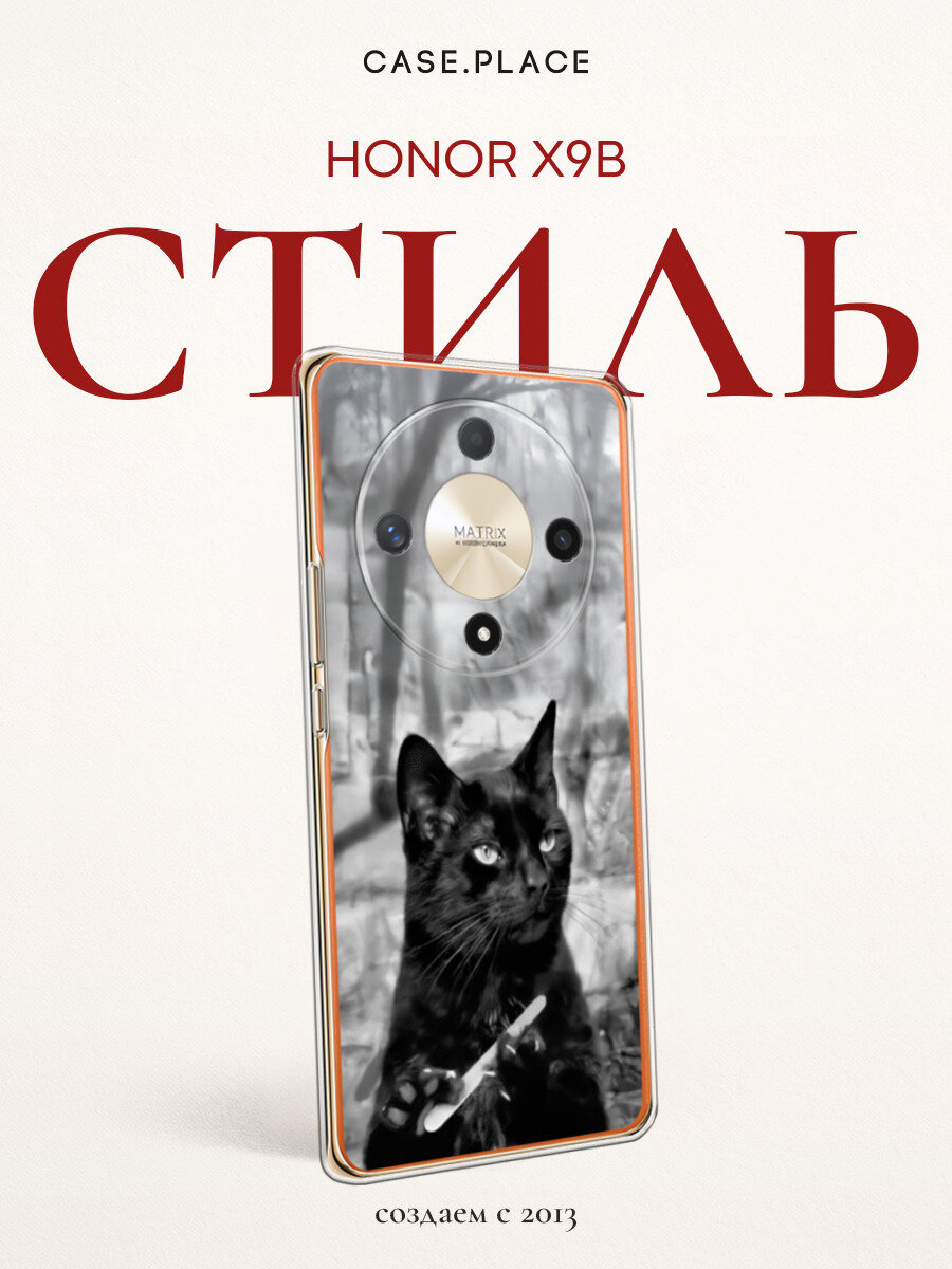 Силиконовый чехол на Honor X9B / Хонор X9B с принтом Котик с пилкой
